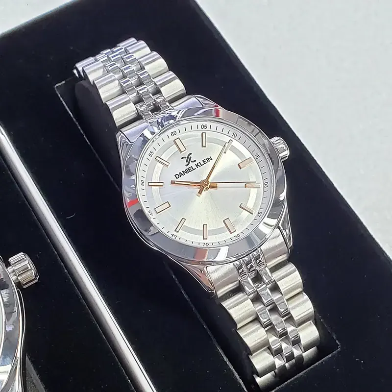 Daniel Klein Japan Quartz Silver Dial Silver-tone Couple Set- DK.1.13405-1